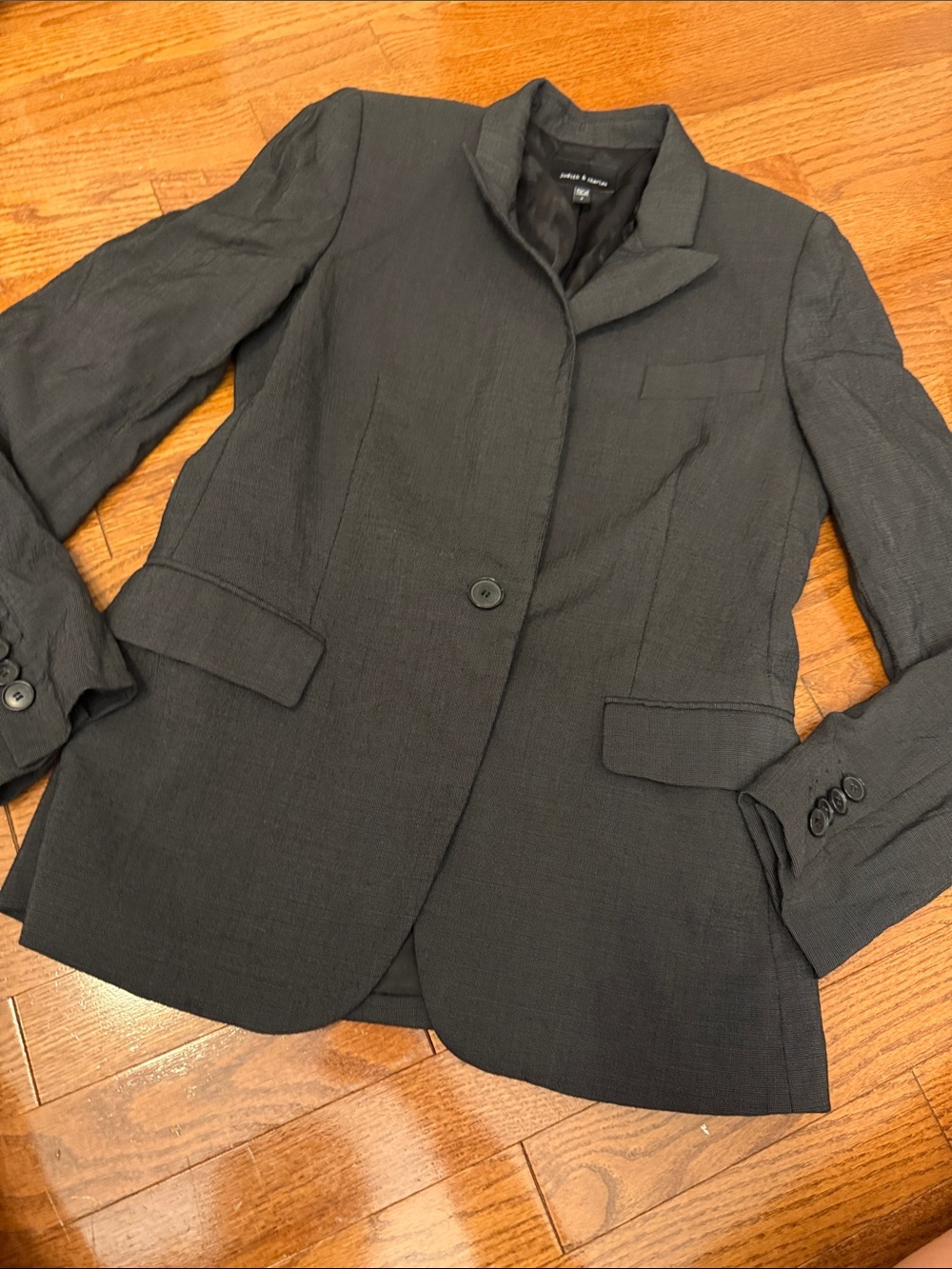 judith and charles 6 Women's Black Tailored Blazer - Classic Single-Button jacke